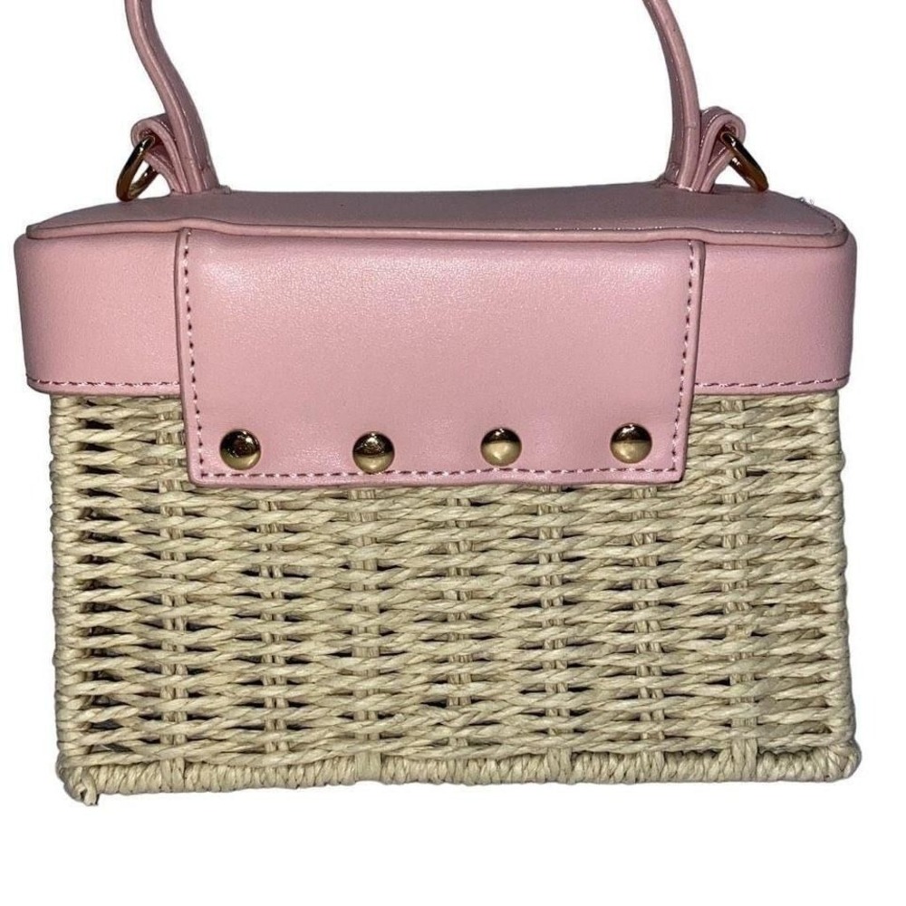 Like Dreams Women's Woven Straw Pink Top Cover Summer Handbag - Picture 2 of 8